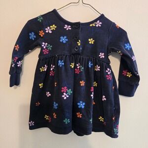 Hanna Andersson Toddler Girls Navy Floral Long Sleeve Knit Dress 18-24M 80cm
